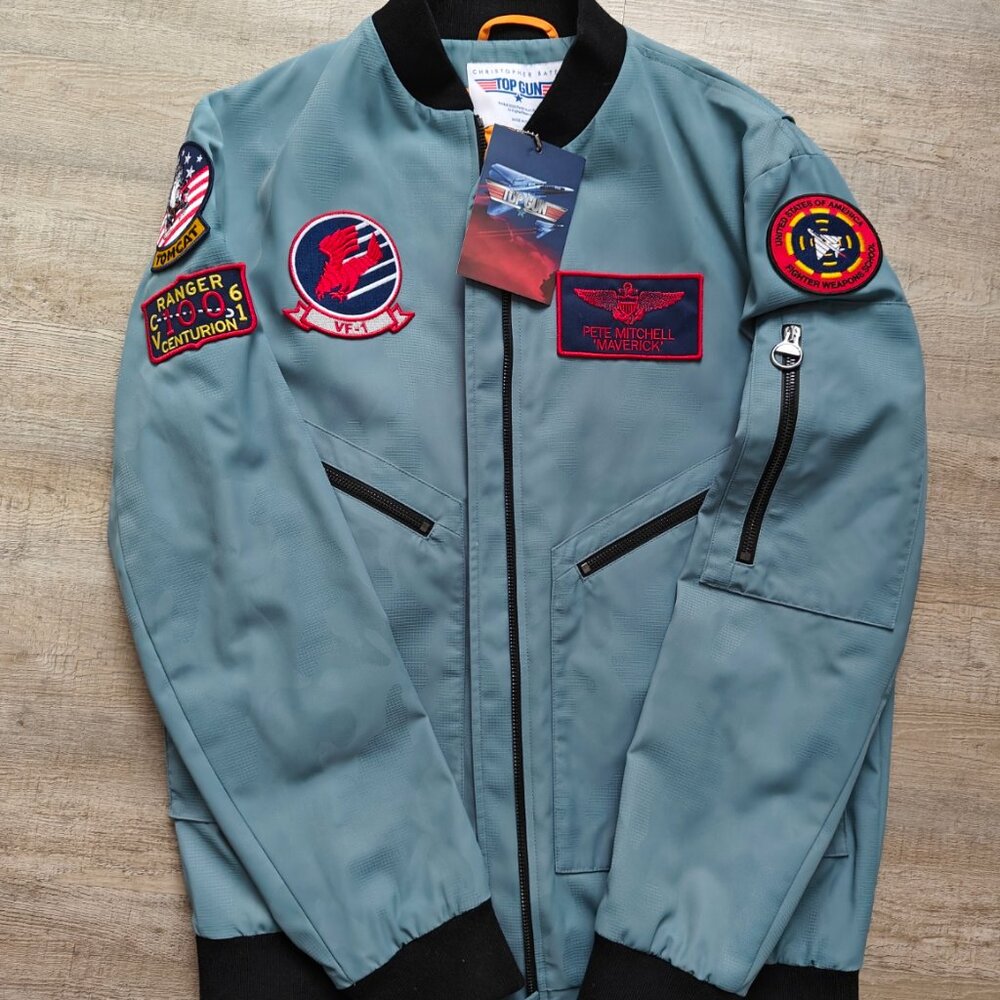 official designer TOP GUN bomber jacket by Christopher Bates. NEW.
